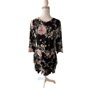 New Collection Black Floral Shift Dress Size M